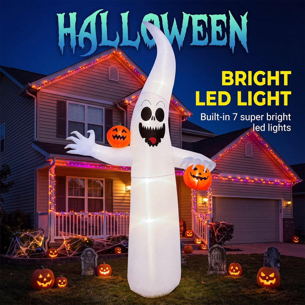 VETPW Halloween Inflatable, 10 FT Giant Ghost Pumpkin Arch Inflatable Decoration with LED Light for Outdoor, Holiday, Party, Yard, Garden Patio Lawn Outside Decor