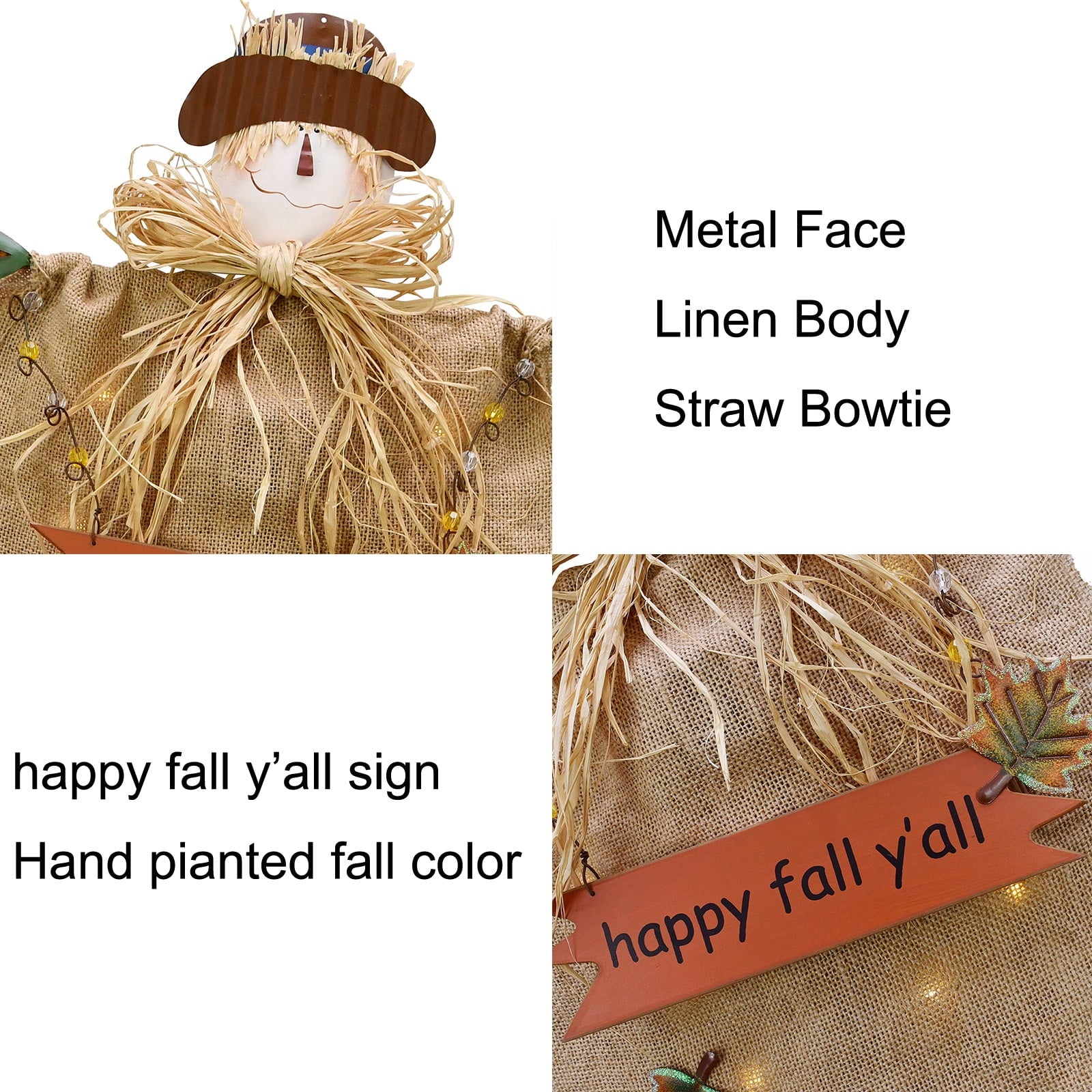 Fall Scarecrow Yard Stake with LED Lights Happy Fall Ya'll Scarecrow Garden Stake Autumn Harvest Halloween Thanksgiving Outdoor Yard Decorations