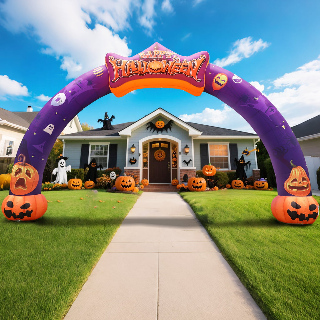 Wellcomer 27ft Halloween Giant Inflatable Pumpkin Arch with Built-in Blower - Halloween Outdoor Decor
