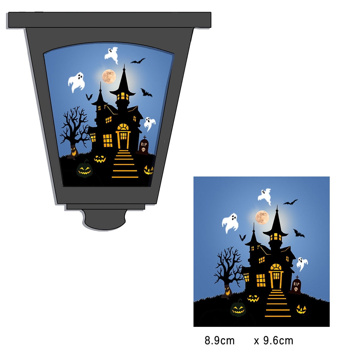 2-Pack Haunted House Solar Post Lights - Spooky Halloween Decoration with Eerie Glow, 40" Rust-Proof Stake, Auto On/Off for Outdoor Yard