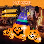 8.7FT Halloween Inflatable Pumpkin Set, 7-Pumpkin Outdoor Decoration with Witch Hats and LED Lights for Yard, Garden, Lawn