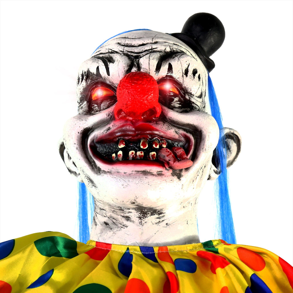 5.9 ft Voice & Sound-Sensor Clown on Tricycle Halloween Animatronic, HHTRIBKCLOWN-1FLSA