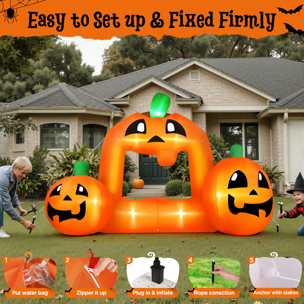 8.5FT Halloween Inflatable,Pumpkin Photo with Lights for Party Yard Decorations