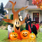8FT Halloween Inflatables Dead Tree,Outdoor Halloween Decorations with Built-in LED Lights,Halloween Blow Up Yard Decorations with Pumpkin,Ghost,and Owl