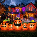 8FT Halloween Inflatable Pumpkins Blow ups Outdoor Decorations, Five Pumpkins with LED Lights for Party Yard
