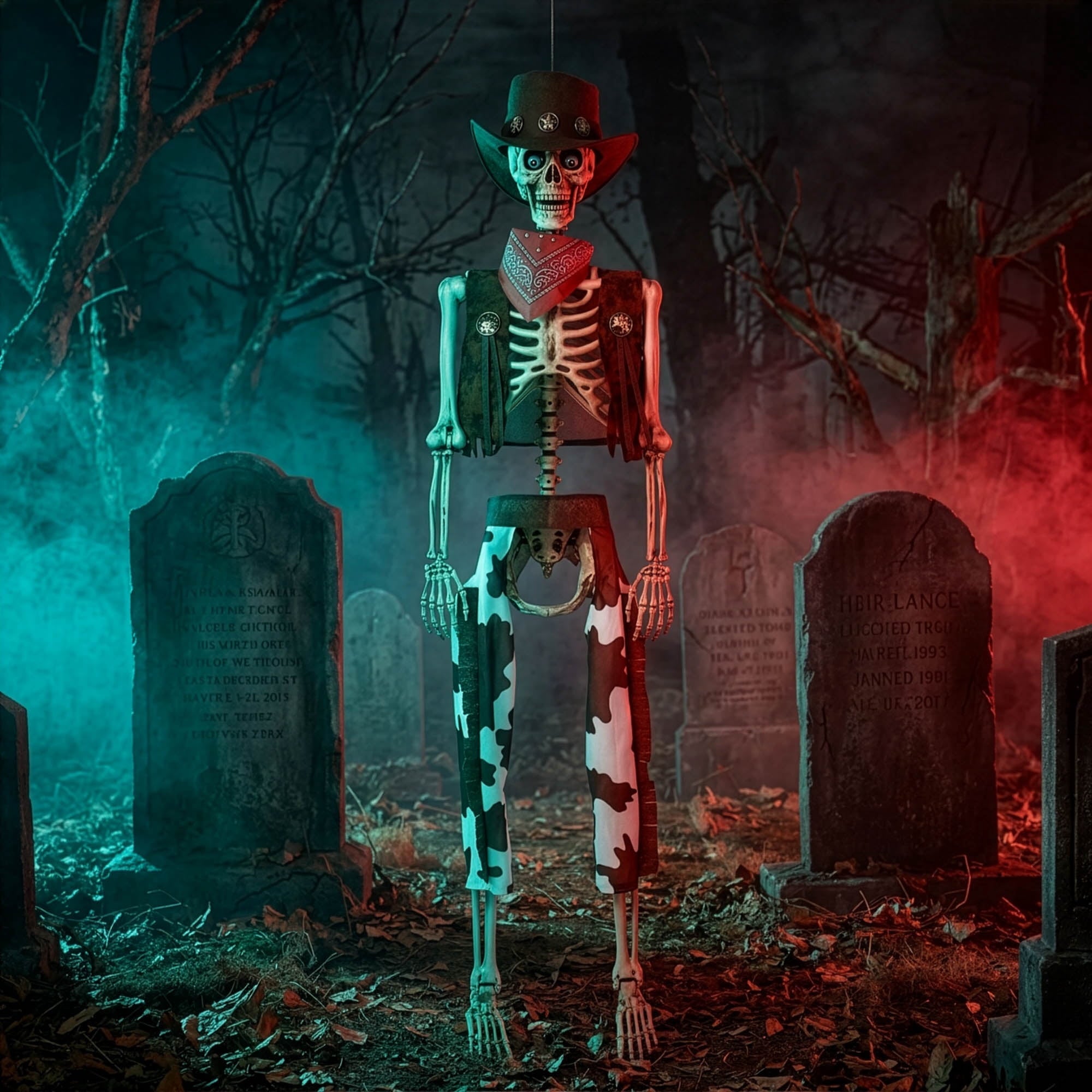 Yescom Halloween 5.6Ft Life Size Skeleton Cowboy Detailed Costume Outdoor Indoor Haunted House Props Decor 2026