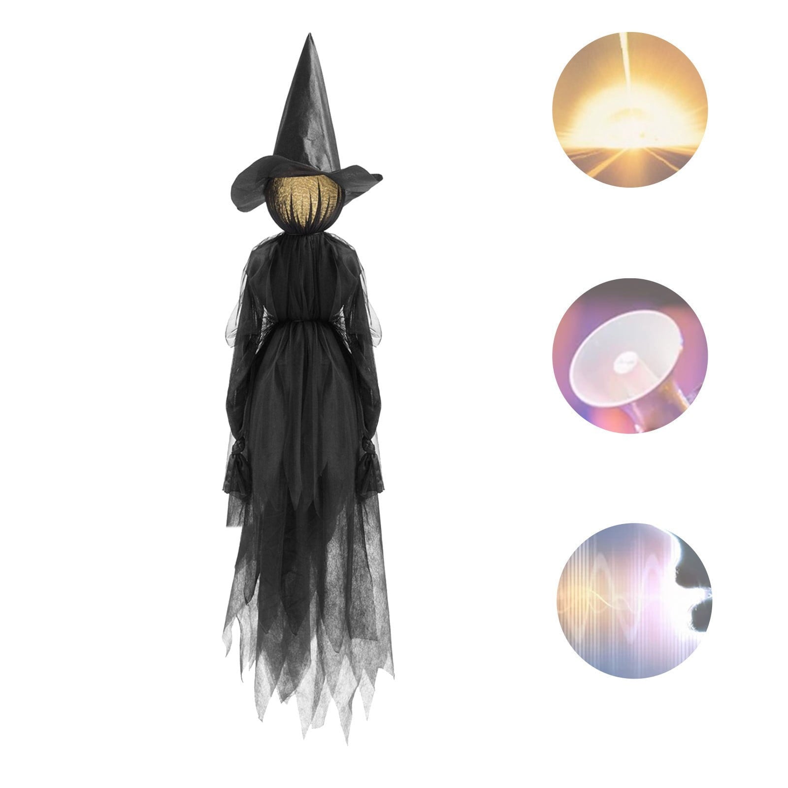 TOPRenddon Life-Size Glowing Witch Decor - 3-Pack 59" Halloween Yard Figures with Color-Changing LED Faces & Rainproof Fabric for Outdoor Haunted Displays