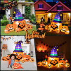 8.7ft Halloween Inflatables Pumpkins 7 Blow Up Decor with Witches Hat, Built-in LED Lights for Halloween Party, Yard, Garden, Lawn