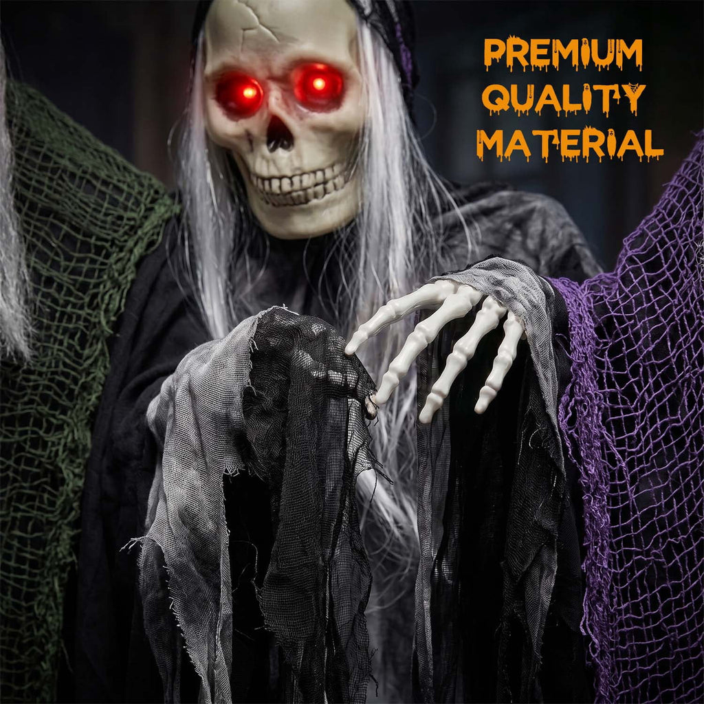 3 Pack Hanging Skeleton Ghosts for Halloween Decorations Outdoor, Grim Reaper for Halloween Decor
