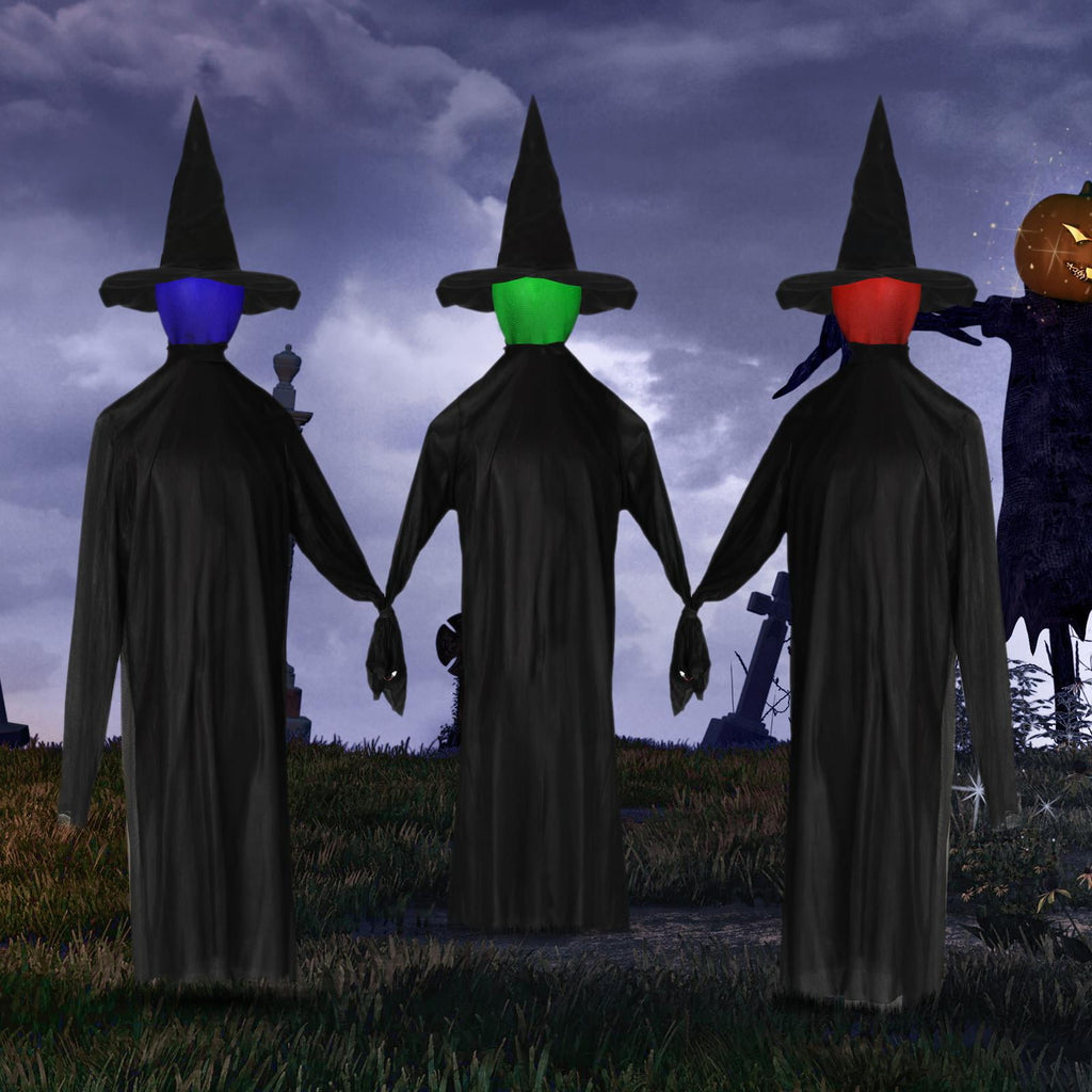 Zimtwon 5.2ft Halloween Decorations Halloween Witches Halloween Props Sorcerers Animated Wicked Sound LED Lighted Glowing Head