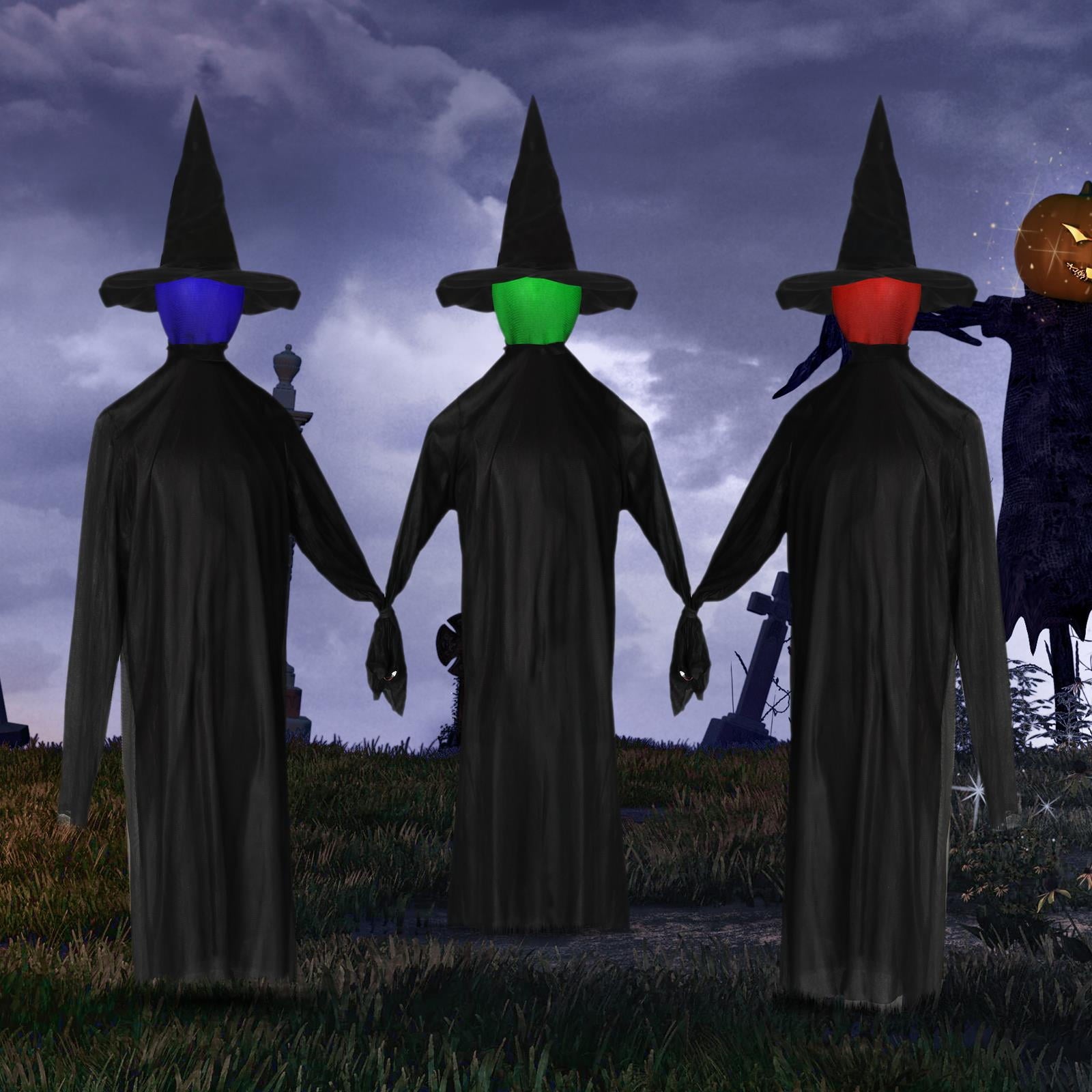 Zimtwon 5.2ft Halloween Decorations Halloween Witches Halloween Props Sorcerers Animated Wicked Sound LED Lighted Glowing Head