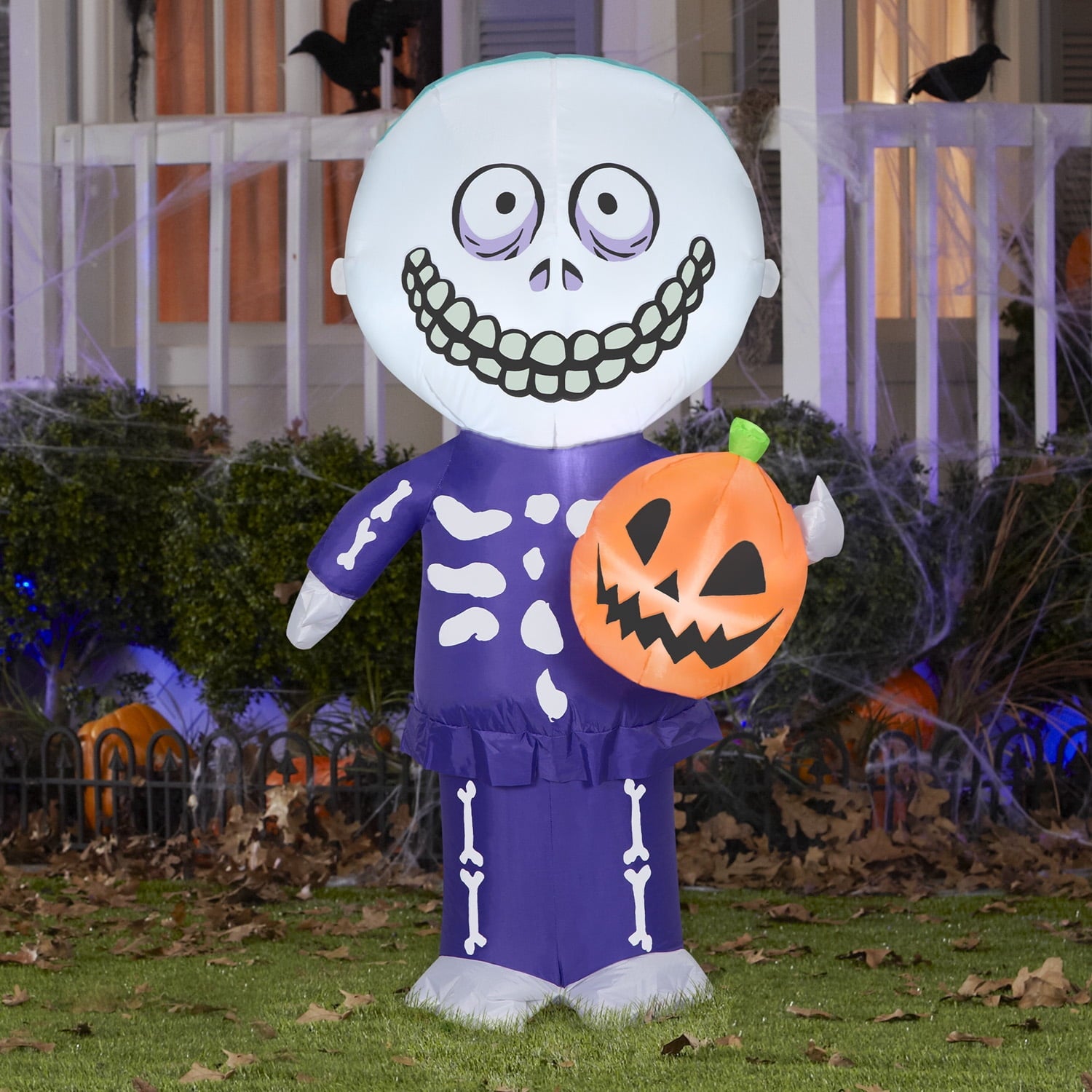 Halloween Inflatable Barrel with Jack O' Lantern, 4 ft Tall, Multi