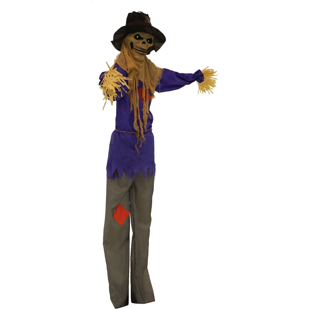 6 ft Standing Halloween Scarecrow Yard Decoration with LED Green Eyes, HHSCR-5FLS