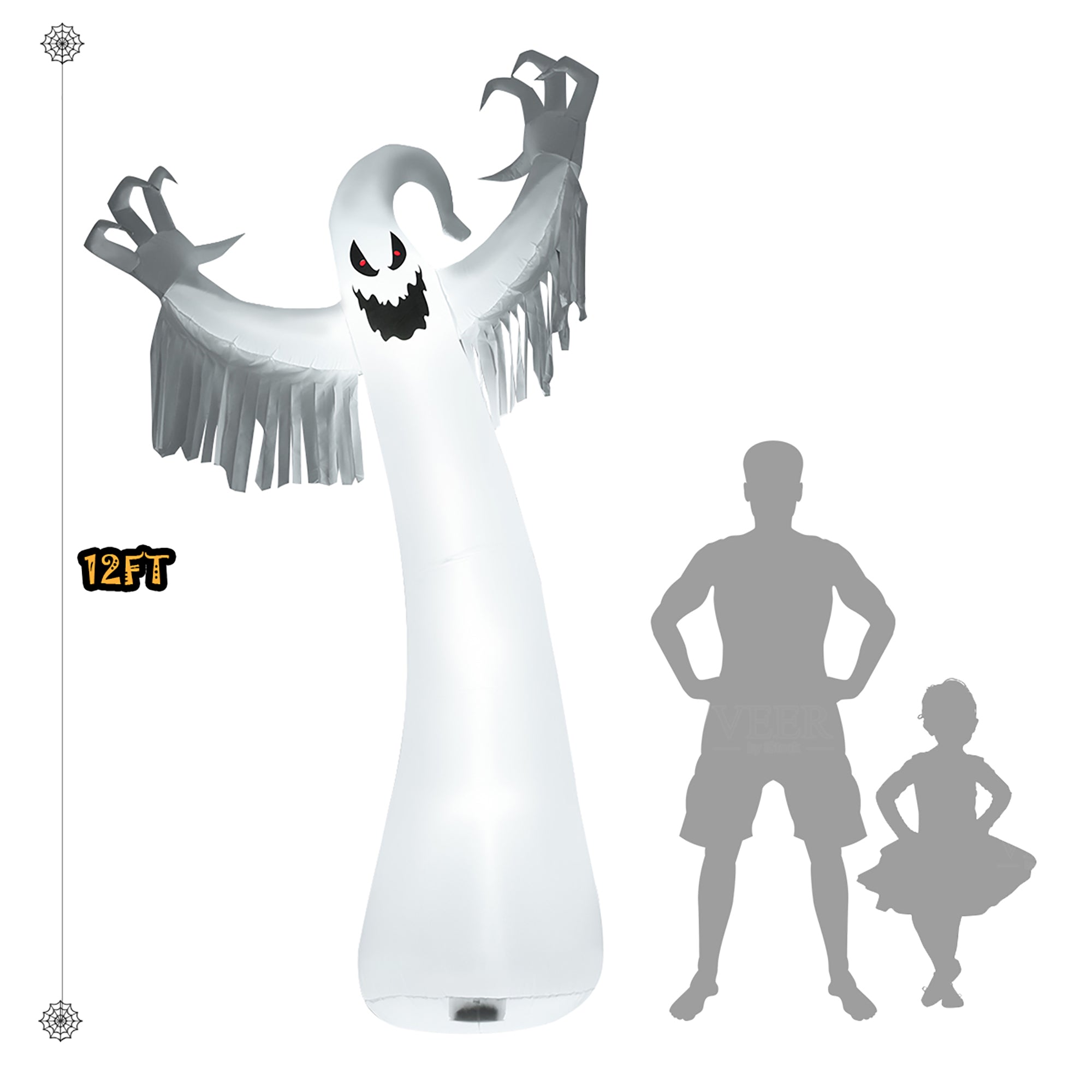 Costway 12ft Inflatable Halloween Blow Up Ghost Decoration w/ Built-in LED Light