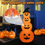 Costway 8FT Halloween Inflatable Stacked Pumpkins Blow-up Holiday Decoration w/ LED Lights