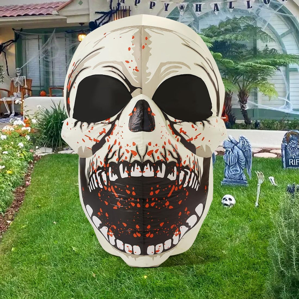 Halloween Inflatables 4 FT High Halloween Inflatable Skull with Magic LEDs, Scary Skulls Inflatable Halloween Skull Inflatable, Outdoor Halloween Decorations Clearance for Holiday Party