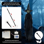 Halloween Witch Decorations Outdoor, 59" Light Up Witches Holding Hands Witches with Stakes, Voice Control Screaming Life Size Witches Waterproof for Yard Garden Lawn Decor, 3 count