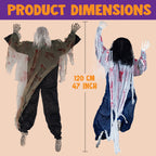 2 Pack 47 inch Halloween Decor Climbing Zombie Skeleton with Bloodstains,Halloween Hanging Decorations Indoor and Outdoor Yard Decorations