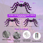 Halloween Spider Decorations Set, 5FT and 2 Pack 4FT Lighted Giant Spider Decorations for Halloween Party Indoor Outdoor Yard Home Decor