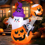 COMIN 5 FT Halloween Inflatables Pumpkin Ghost Cat Outdoor Decorations Blow Up Yard with Built-in LEDs for Indoor Party Garden Lawn Decor