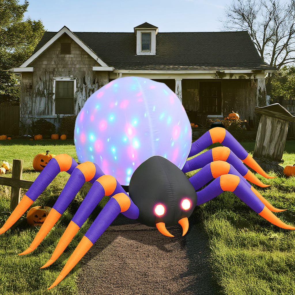8 FT Halloween Spider Inflatables Outdoor Decorations, Blow Up Yard Decoration with Built-in LED Lights for Holiday, Party, Yard, Garden