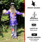 6 ft Standing Halloween Scarecrow Yard Decoration with LED Green Eyes, HHSCR-5FLS