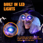 6ft Halloween Witch Decoration,Outdoor Scary Halloween Animatronic Hanging Witch with Light Up Eyes and Sound Decoration for Halloween Outdoor