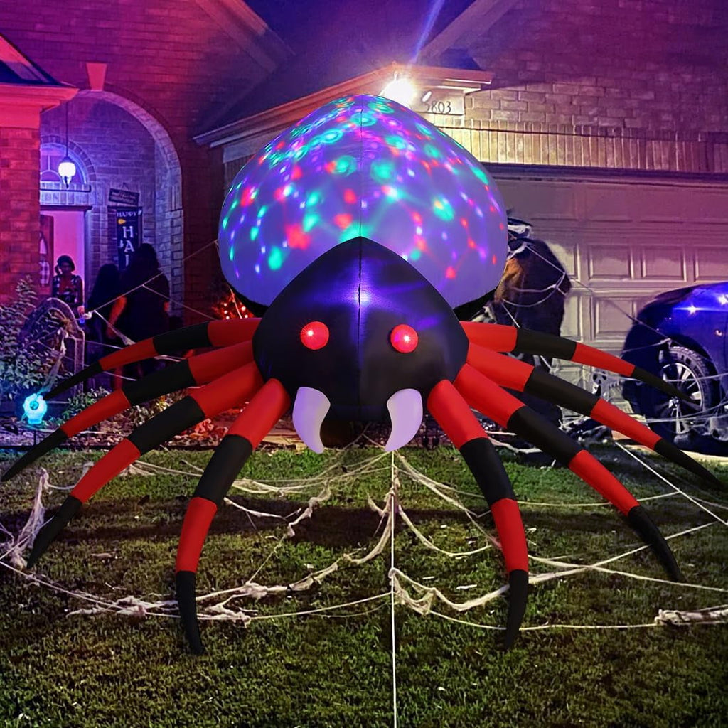 Halloween Inflatable 8.5 FT Halloween Spider Inflatable, Giant Blow Up Spider with Built-in Lights, Outdoor Inflatable Halloween Decorations Halloween Blowup for Holiday/Party/Yard