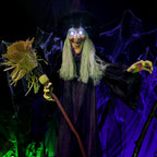 Life-Size Animated Talking Witch w/ Broomstick, 6 ft Halloween Decoration, HHWITCH-5FLSA