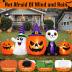 (2 pack) 8FT Halloween Inflatable Pumpkins Ghost Cat with Lights,Blow ups Outdoor Decorations for Yard
