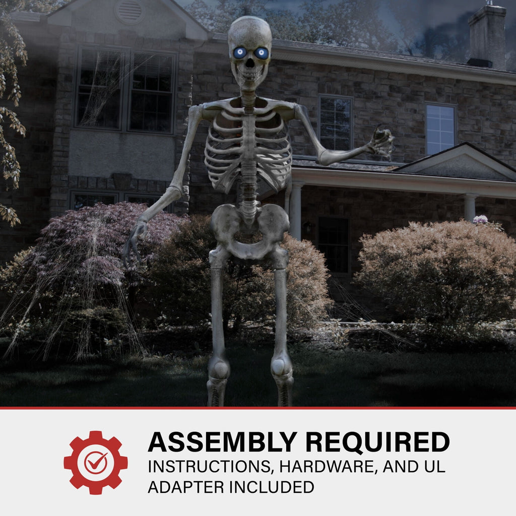 8 ft Tall Motion-Activated Towering Skeleton, Premium Talking Halloween Animatronic Decoration, Plug-In, HHTWRSKEL-2FLSA