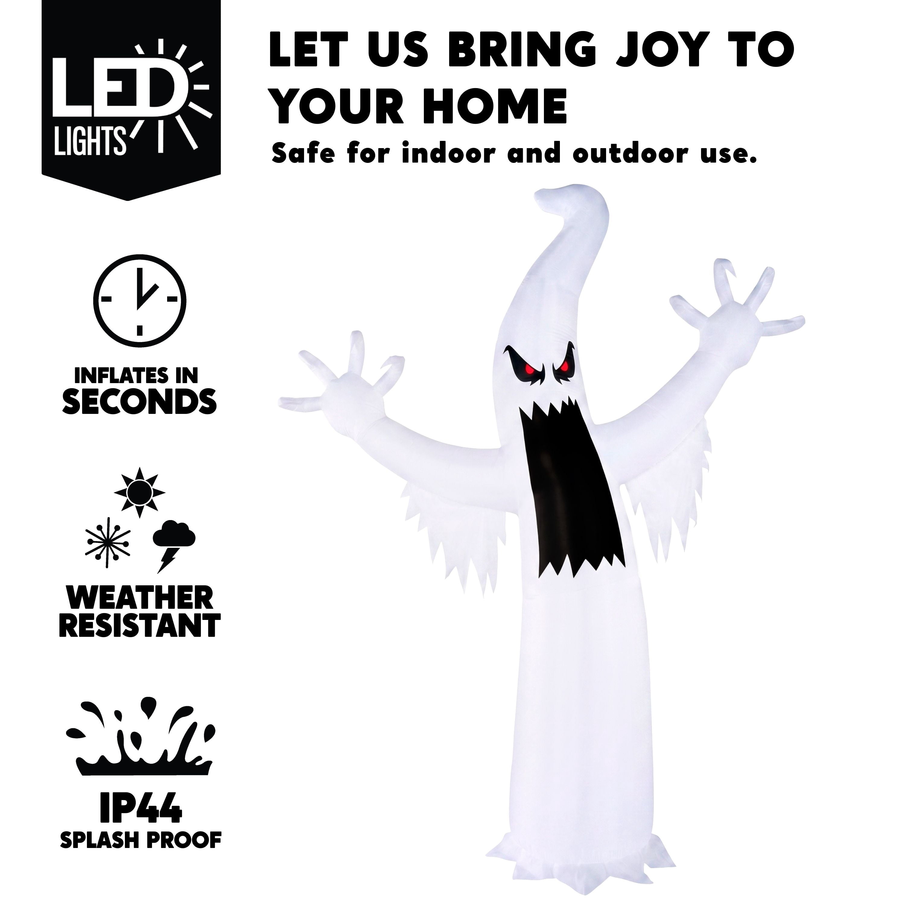 12 ft Halloween Inflatable Outdoor Ghost,Giant Ghost Blow Up Decor with Built-in LED Lights,inflatables with Build-in LEDs,Spooky Outdoor Decorations for Yard & Lawn