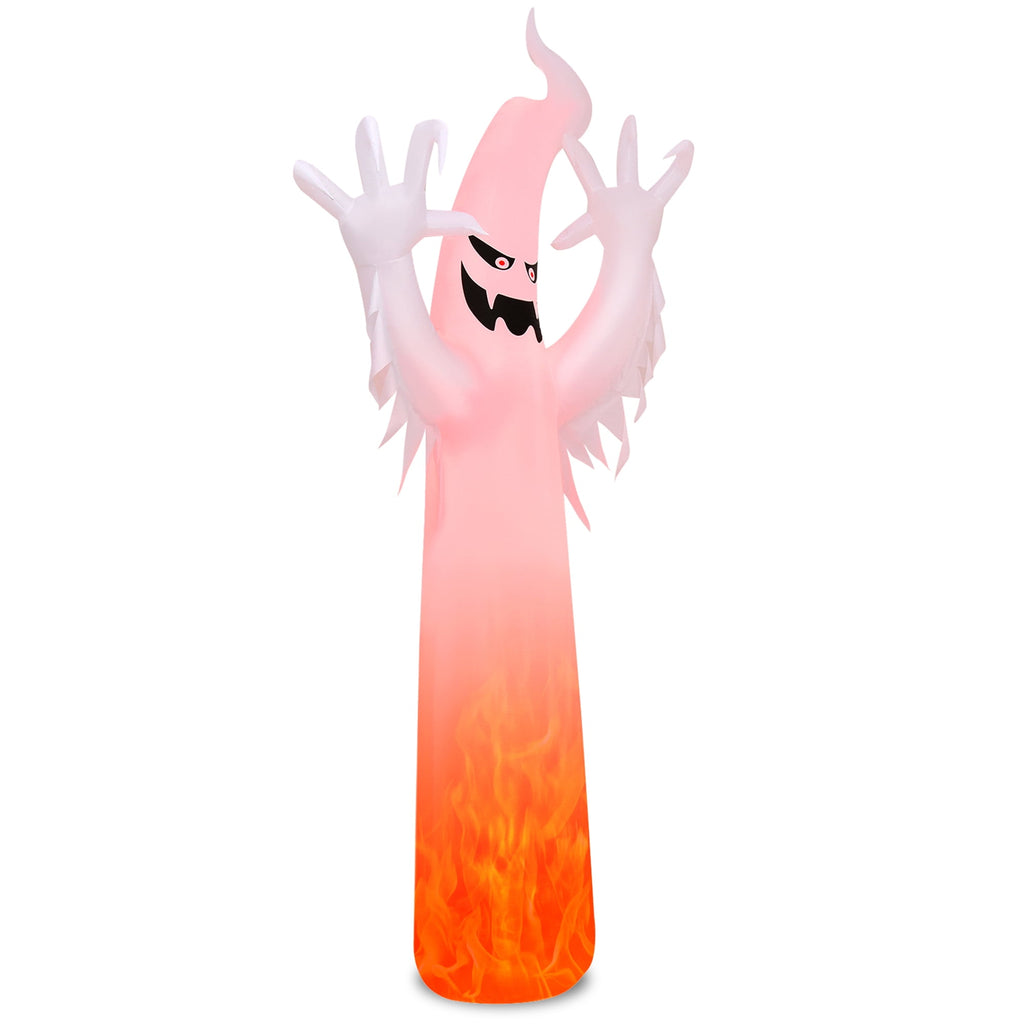 Gymax 12ft Inflatable Halloween Ghost Blow Up Decoration w/ Built-in Flame Light