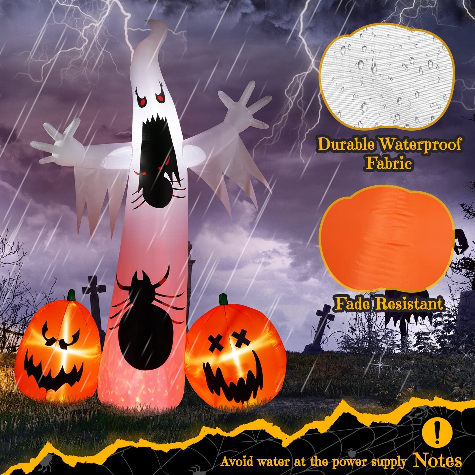 12 FT Halloween Inflatables Ghost Pumpkin Outdoor Halloween Decoration