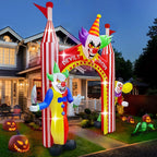 12FT Giant Clown Inflatable Archway with Built-in Lights  Scary Outdoor Yard Decorations for Garden, Lawn, and Indoor Halloween Decor