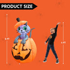 5 ft Halloween Inflatable Animated Cat on Pumpkin,Halloween Outdoor Decoration with LED Lights,Blow Up Decoration for Yard & Lawn,Party