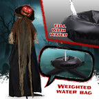 6ft Pumpkin Man Animated Animatronic Decoration Creepy Halloween w/ Classic Cape Creepy Cloaked Jack-o'-Lantern for Porch & Yard