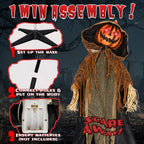 6ft Pumpkin Man Animated Animatronic Decoration Creepy Halloween w/ Classic Cape Creepy Cloaked Jack-o'-Lantern for Porch & Yard