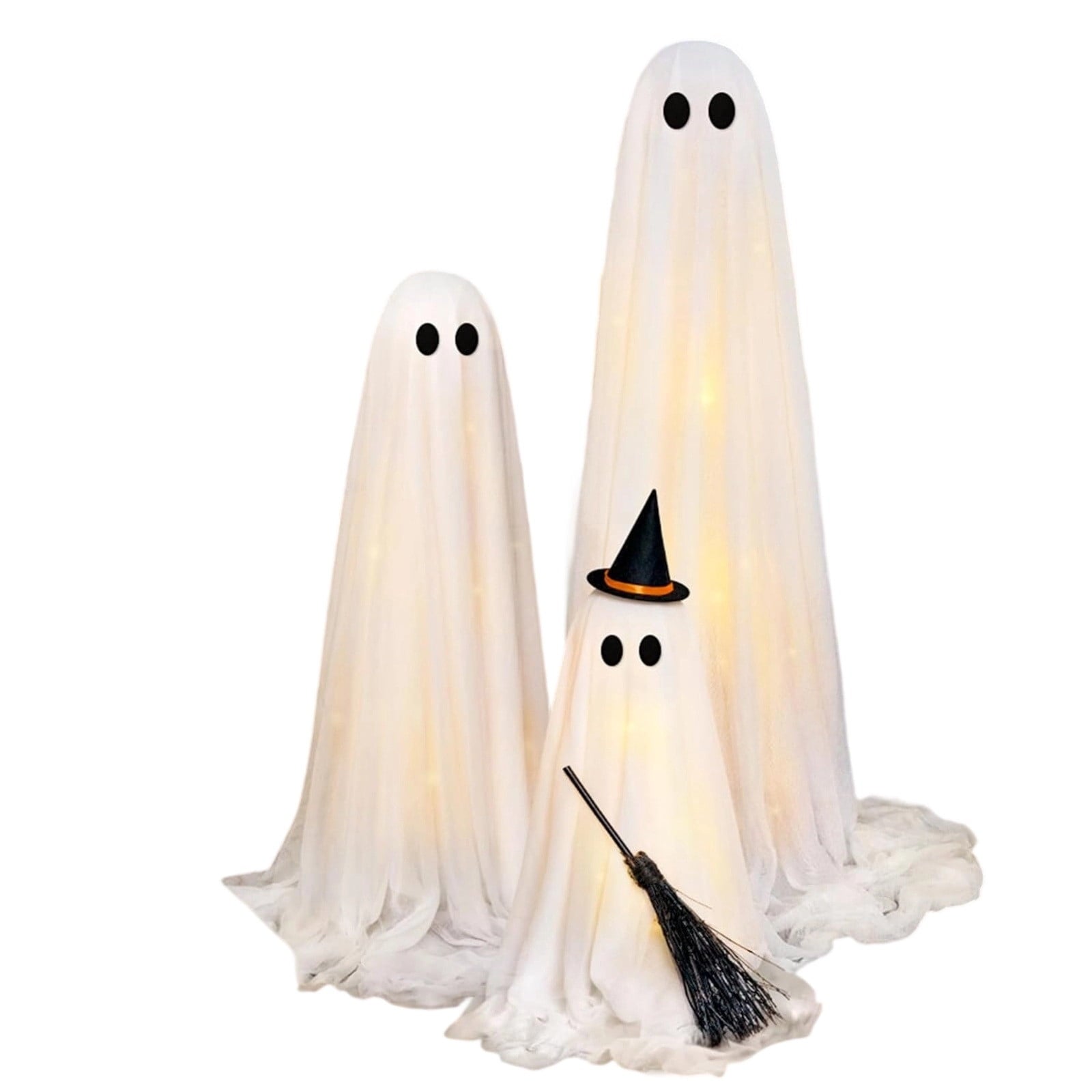 Halloween Decorations Outdoor - Set of 3 Light Up Spooky Ghosts Decoration with 8 Light Modes Timer Remote- Indoor Cute Party Ghost Decor for Yard Porch Lawn Home Front Door