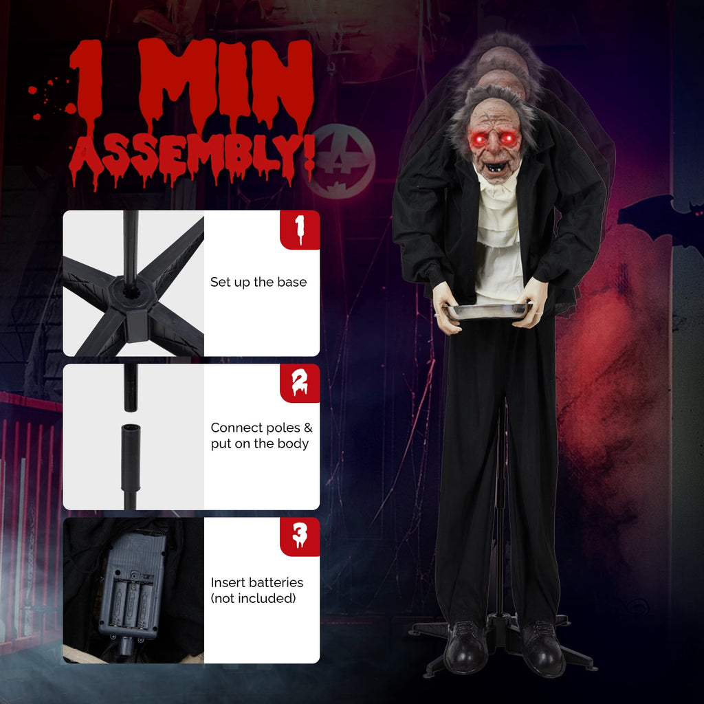5FT Halloween Animatronic Grandpa w/ Candy Dish The Sound Activated Standing Halloween Prop