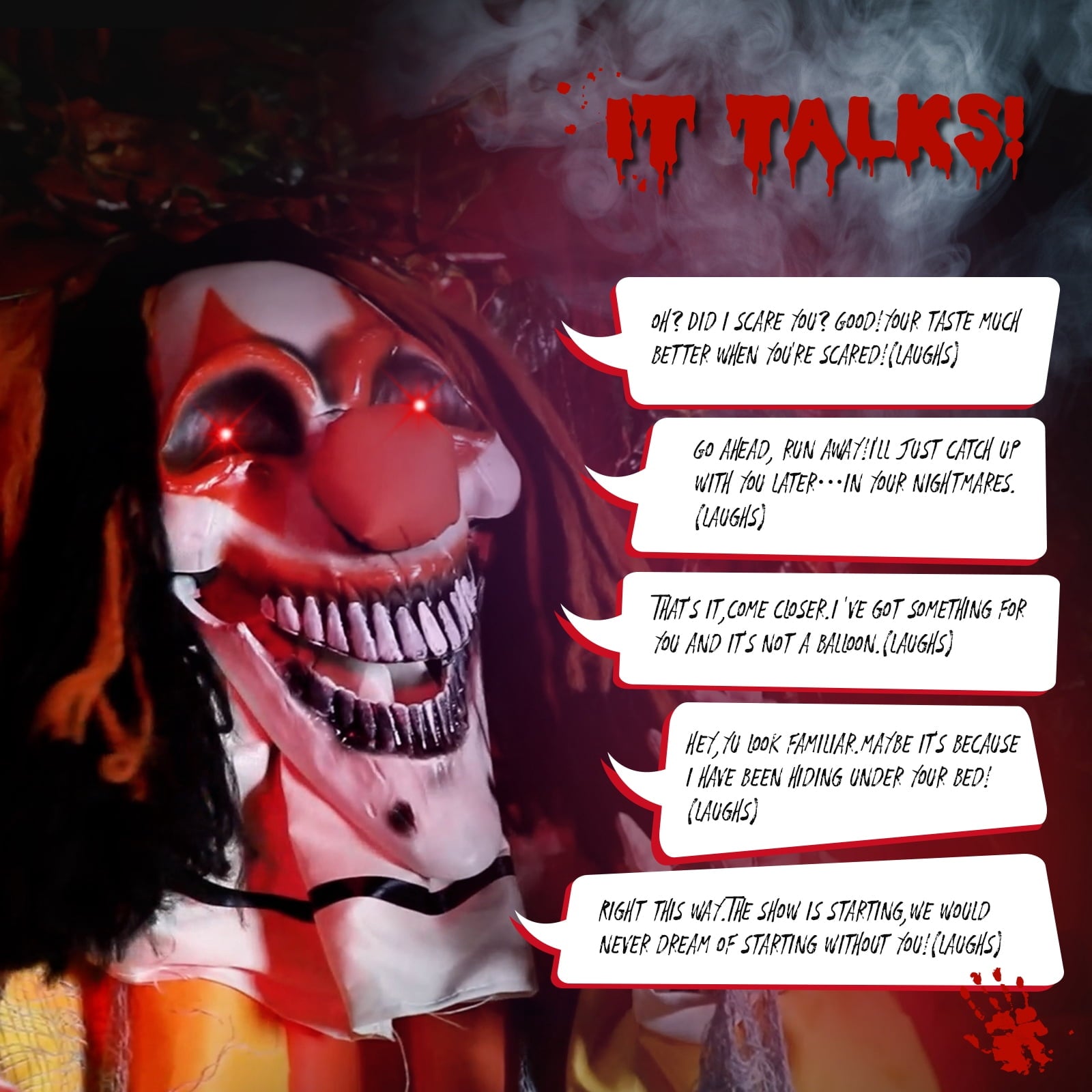 8.2 FT Halloween Animatronic Clown Standing Outdoor Halloween Decoration w/ Red Eyes,Scary Sounds