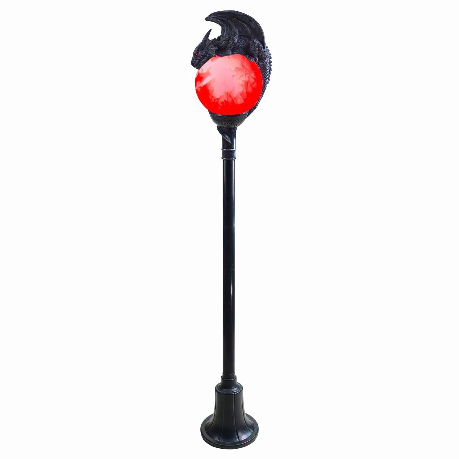 TT59073 6 ft. Light-Up Flaming Dragon Lamp Post with Sound Halloween Decoration