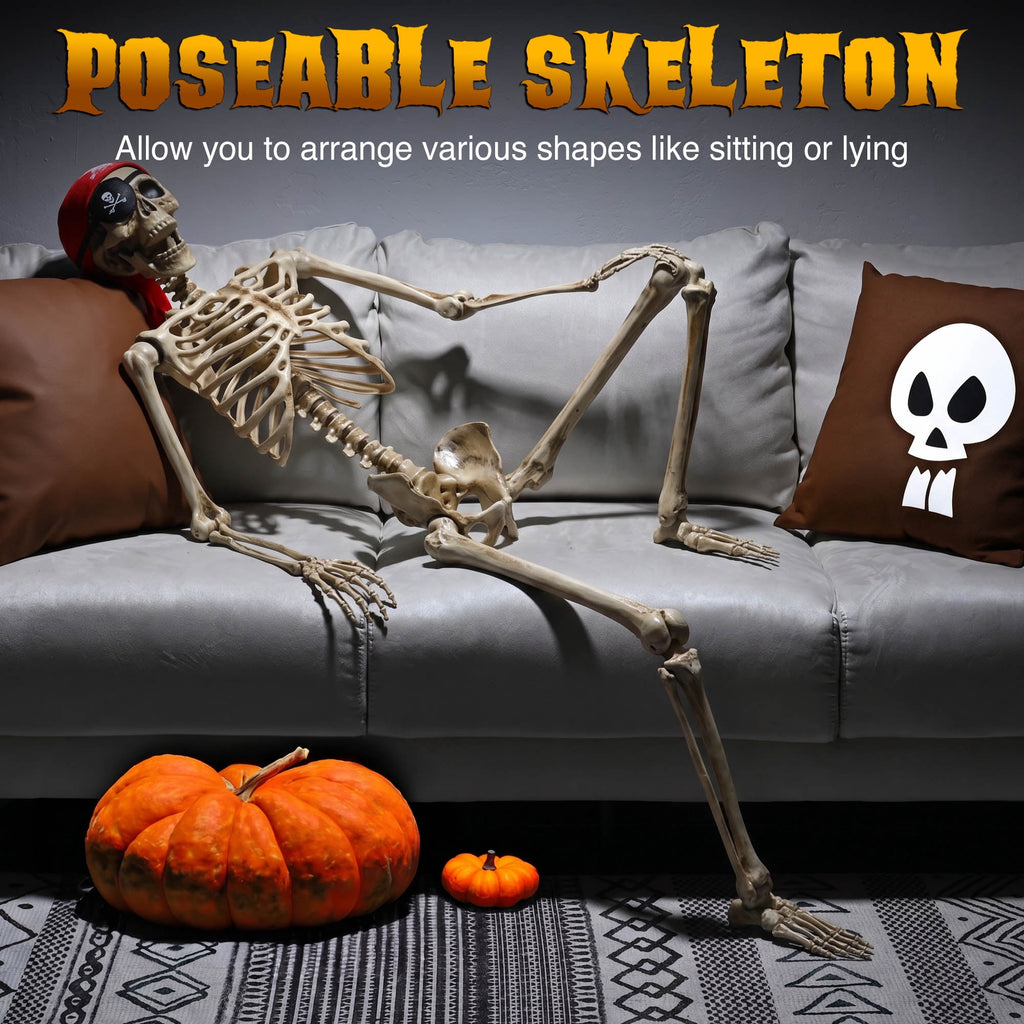 Yescom Pirate Life Size Skeleton Poseable Full Size 5.6 Ft Halloween Party Decorations Haunted House 2026