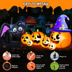 9FT Halloween Inflatable Black Cat with Pumpkin,Halloween Yard Decoration with 8 LED Lights,Blow Up Outdoor Lawn Decor