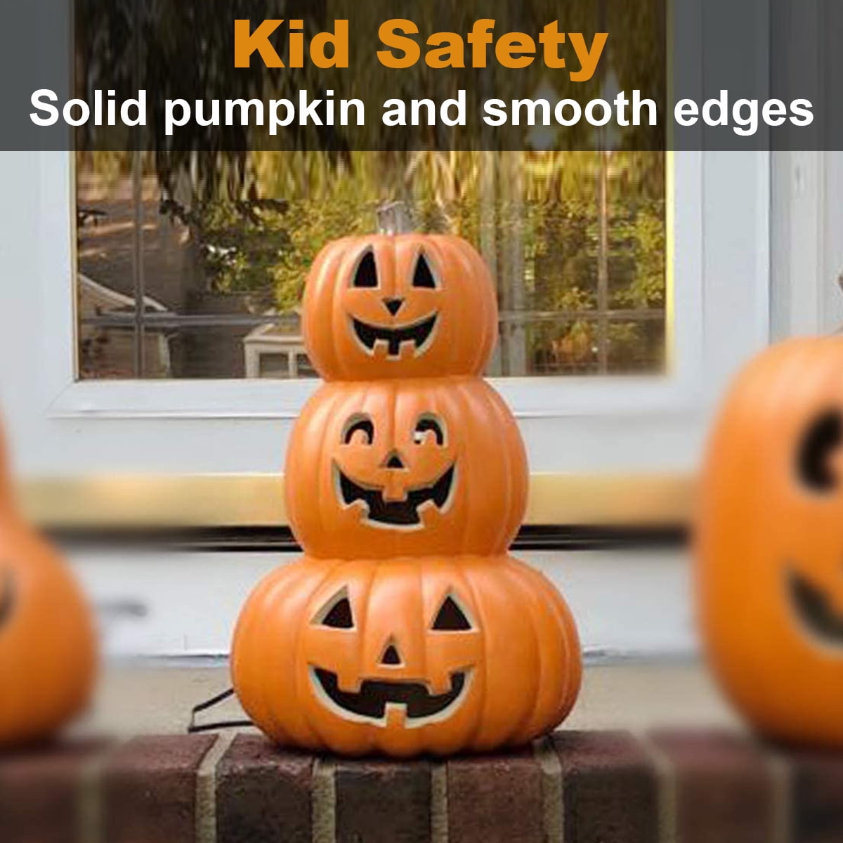 14 Inch Light Up Large Jack O Lantern - Halloween Pumpkin Decoration For Indoor/Outdoor