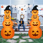 Gymax 8 ft Inflatable Halloween Pumpkins Stack Holiday Decor w/ Built-in LED Lights