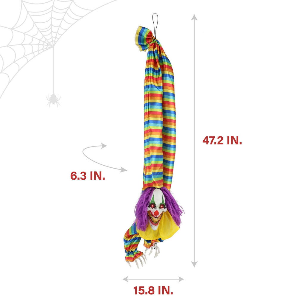 47 in Animatronic Hanging Upside Down Clown with Lights and Sound, Halloween Decoration, HHCLOWN-39HLSA
