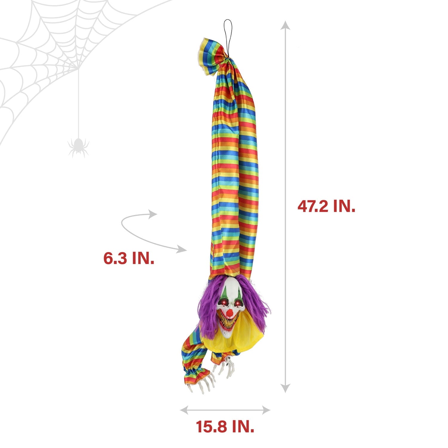47 in Animatronic Hanging Upside Down Clown with Lights and Sound, Halloween Decoration, HHCLOWN-39HLSA