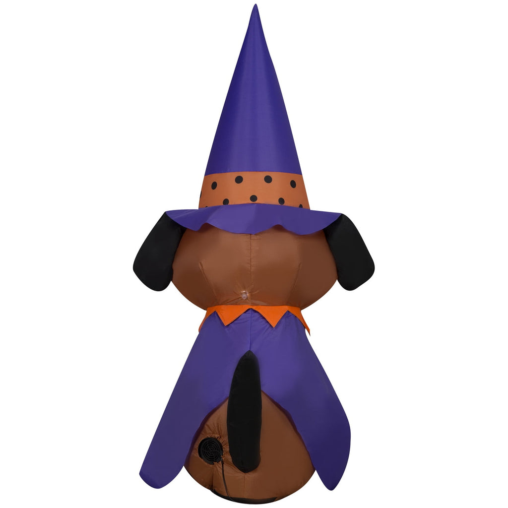 Halloween Inflatable Dog in Witch Hat, 4 ft Tall, Multi
