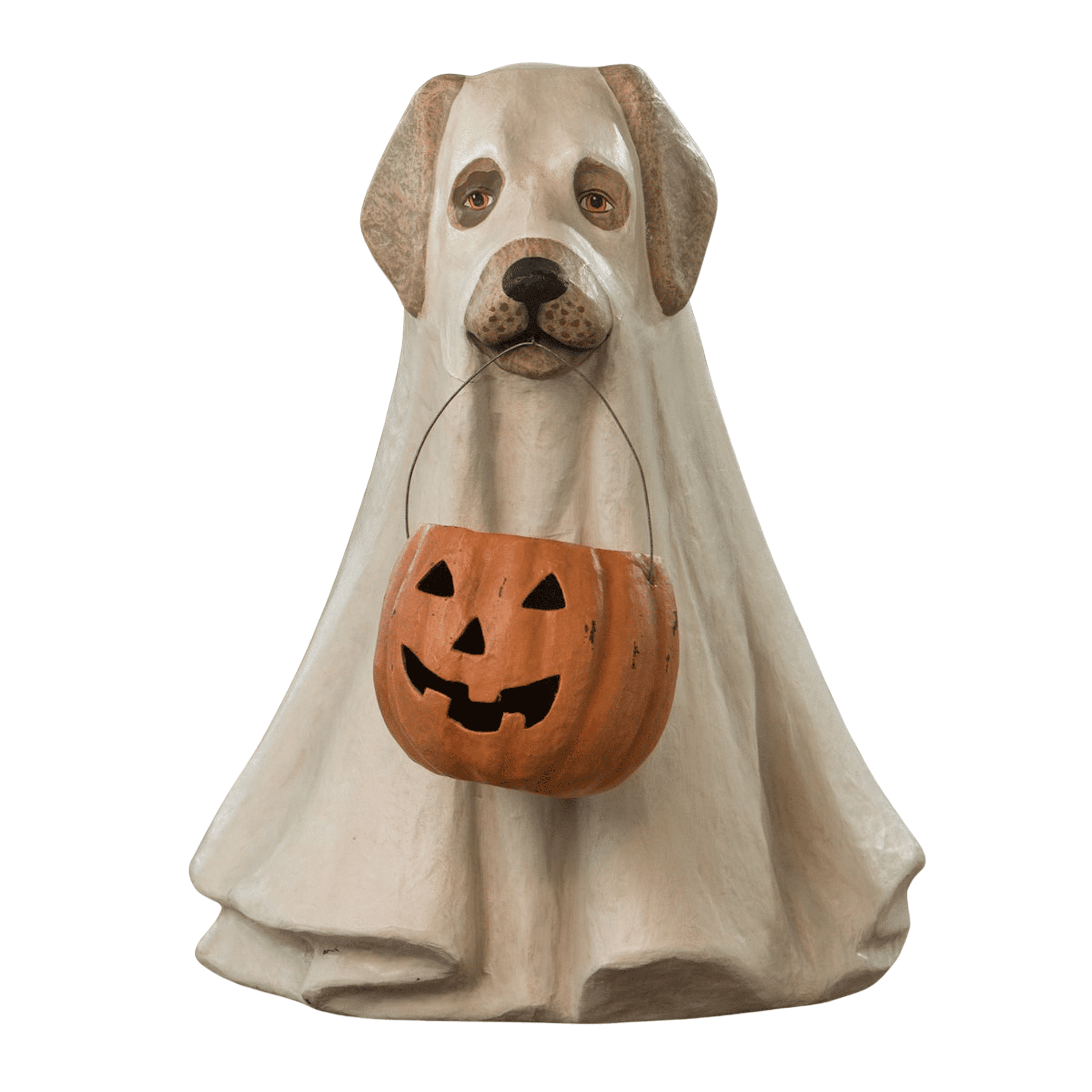 Bethany Lowe 19.5" Large Ghost Dog Candy Bowl Paper Mache Halloween Decoration Statue